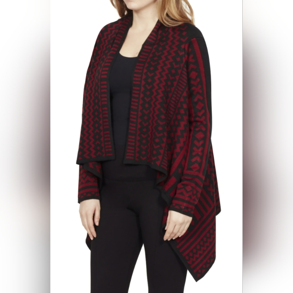 LARRY LEVINE Burgandy&Black sweater LG